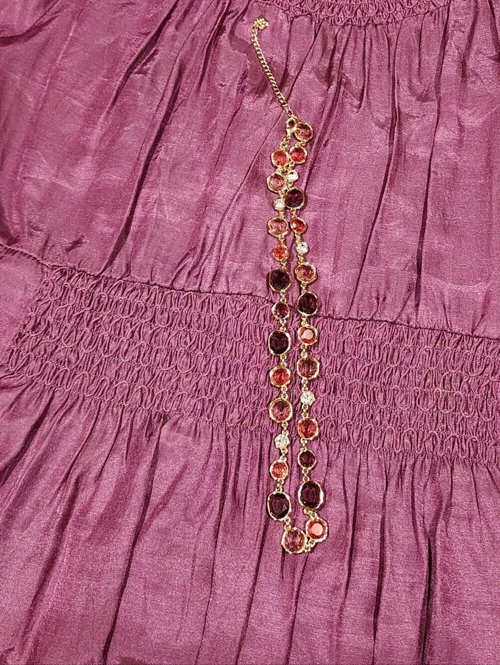 Banana Republic Factory Gold Statement Piece Tonal Glass Necklace In Pink Shades